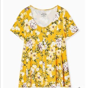 Torrid Super Soft Floral Button Front Fit and Flare Top